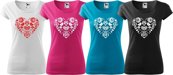 Dámske tričko Ľudové srdce 60