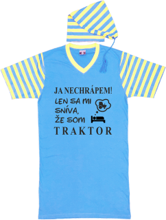 Nočná košeľa modrožltá "traktor"