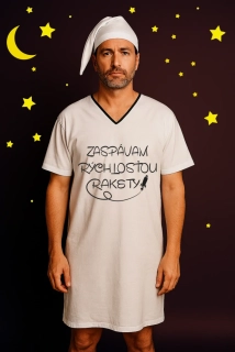 Pánska nočná košeľa biela RAKETA